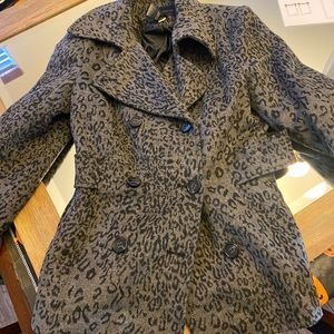 Leopard print pea coat